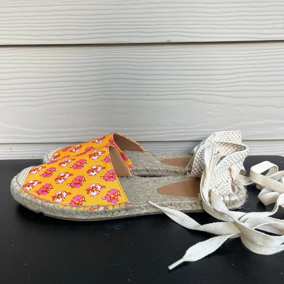 J. Crew Women's Printed Canvas Anke-Wrap Espadrilles Sz. 9 Style BH001 - Picture 11 of 13